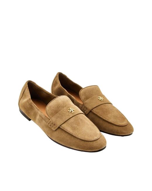 Tory Burch Natural Suede Double T Ballet Loafer