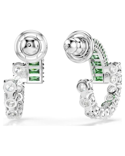 Swarovski Green Rhodium Plated Matrix Hoop Earrings