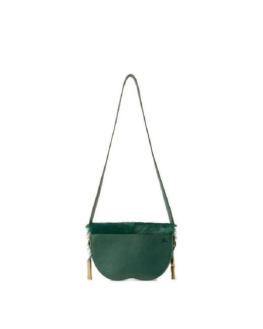 Burberry Green Chess Satchel Goat-Fur Crossbody Bag