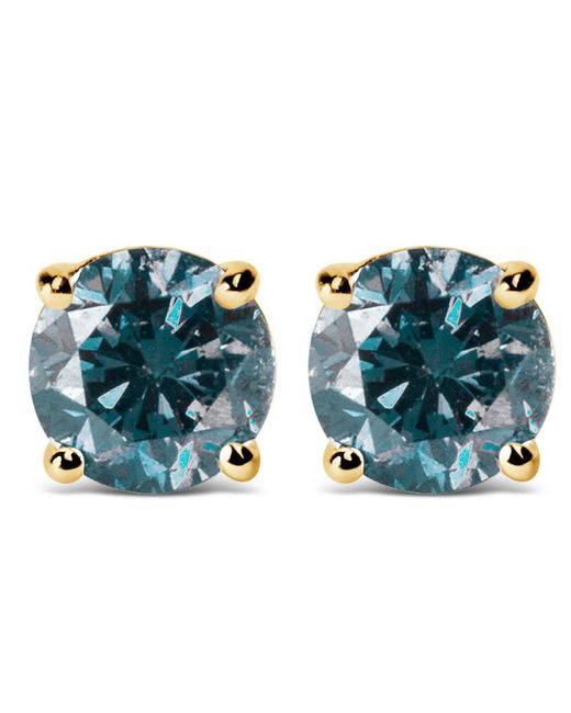 Haus of Brilliance Blue 14K 2.00 Cttw Round Brilliant-Cut Lab Grown Diamond Classic 4-Prong Stud Earrings With Screw Backs (Vs1-Vs2 Clarity)