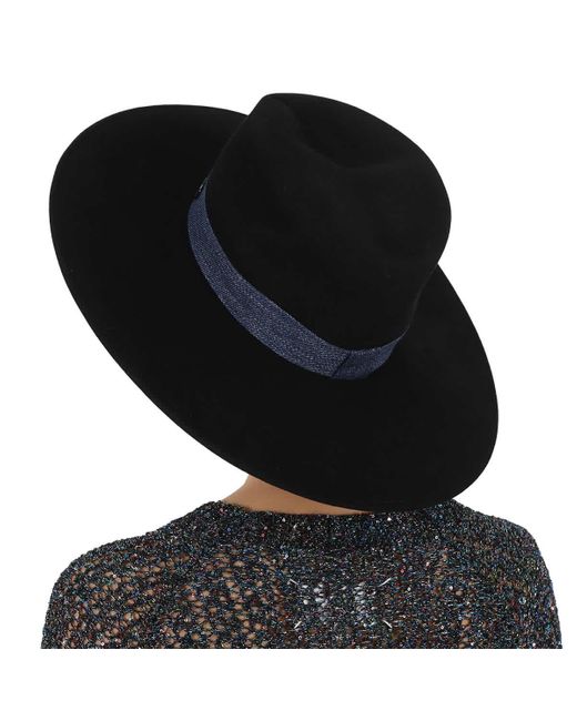Maison Michel Black Eliza Denim Ribbon Capeline Hat