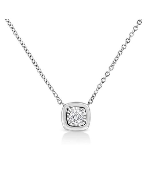 Haus of Brilliance Metallic 925 Sterling 1/10 Cttw Miracle Set Round Diamond Cushion Shape 18" Pendant Necklace