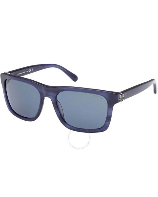 Moncler Blue Colada Rectangular Sunglasses Ml0285 64v 58 for men