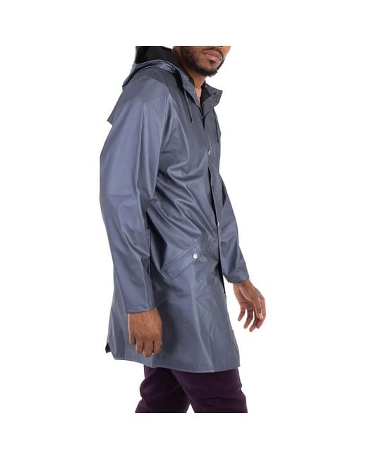 Rains Blue Long Lightweight Rain Jacket for men