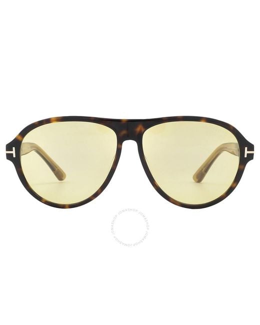 Tom Ford Brown Quincy Yellow Photochromatic Pilot Sunglasses Ft1080 52n 59 for men