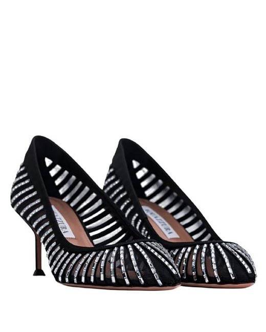 Aquazzura Black Passions Crystal Pumps, Brand Size 36 Us