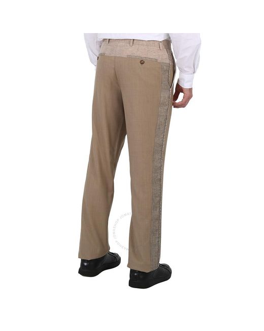 Burberry Natural English Fit Crystal Embroidered Technical Linen Trousers for men