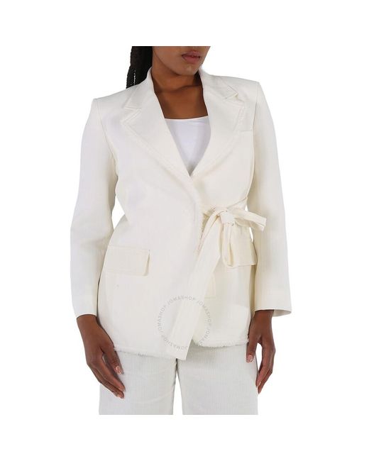 Chloé White Iconic Milk Double-breasted Belted Blazer Jacket
