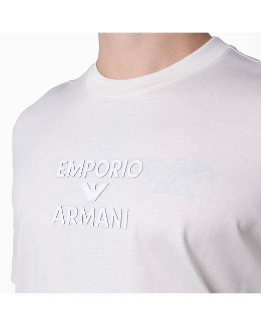 Emporio Armani White Rubberised Logo Asv Jersey T-Shirt for men