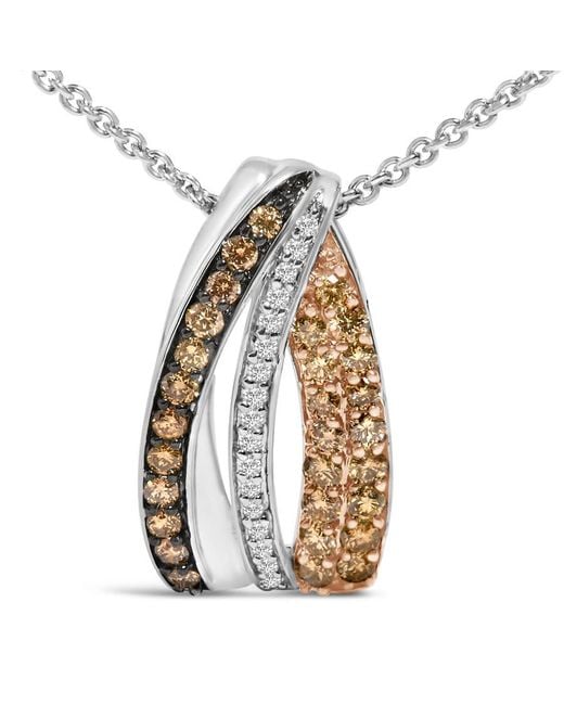 Haus of Brilliance Metallic Tri Tone Sterling 1/2 Cttw And Diamond Pendant Necklace