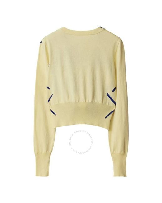 Burberry Green Argyle-Intarsia Cropped Cotton Jumper