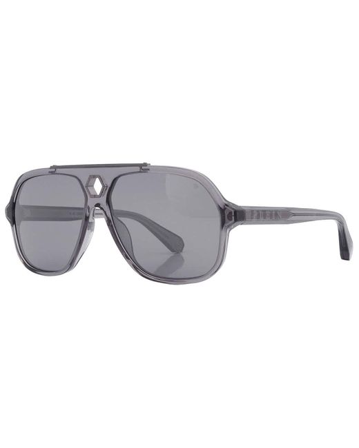 Philipp Plein Gray Grey Pilot Sunglasses Spp004v 9mbx 61 for men