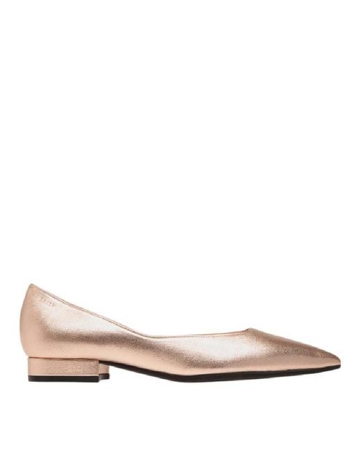 Bally Pink Elsia Laminated Leather Flat Pumps, Brand Size 36 Us