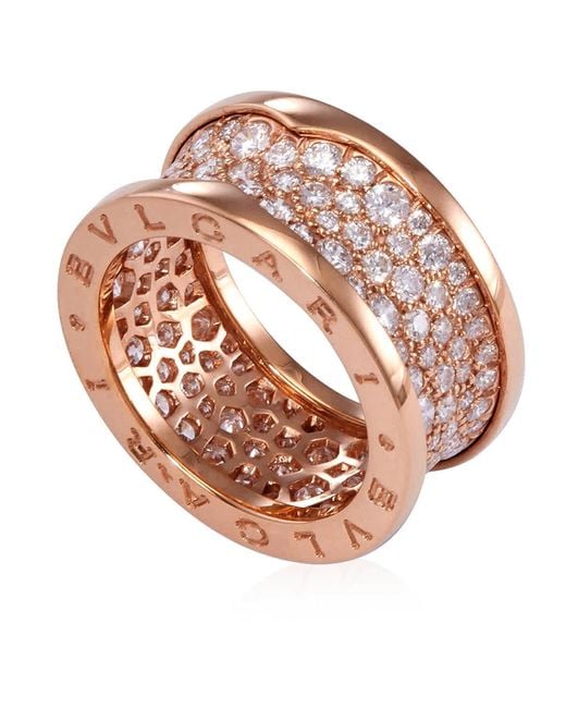 BVLGARI A B.zero1 18k Pink Gold Pave Diamond Ring