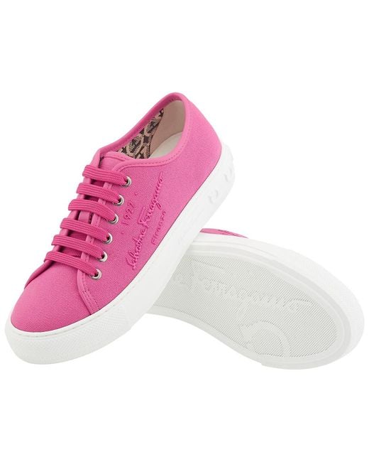 Ferragamo Pink Salvatore Ladies Hot Mediterr Low Cut Sneakers, Brand Size 7.5