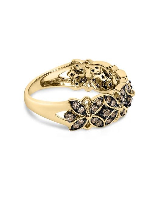 Haus of Brilliance Metallic 10K Plated .925 Sterling 3/8 Cttw Champagne Diamond Lattice Work Band Ring
