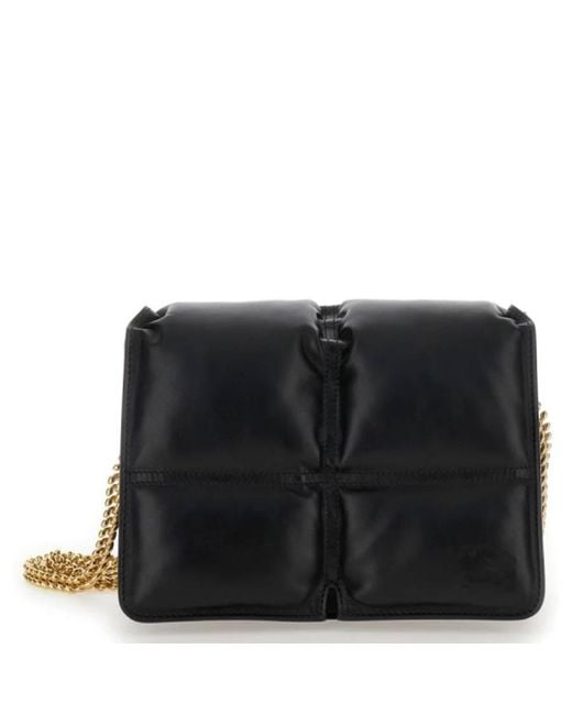 Burberry Black Quilted Chain-Link Snip Crossbody Bag