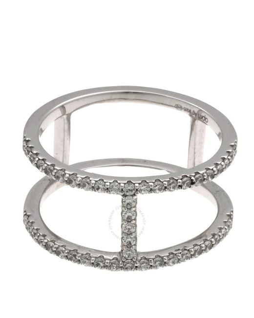 Apm Monaco Metallic Ladies Sterling Geometrical Double Line Paved Ring, Brand