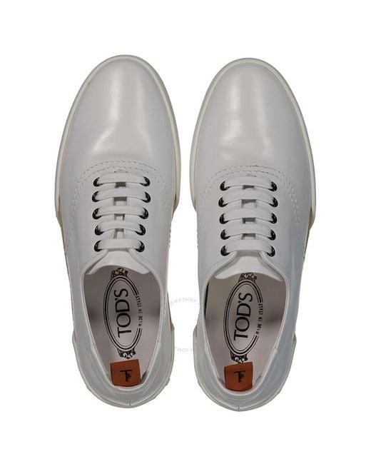 Tod's White Allacciato Gomma Leather Sneakers for men