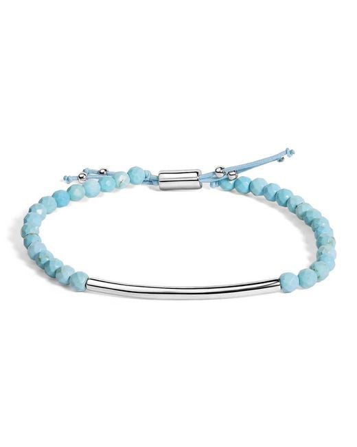 Haus of Brilliance Blue Sterling Beads Station Bracelet With Bolo Clasp