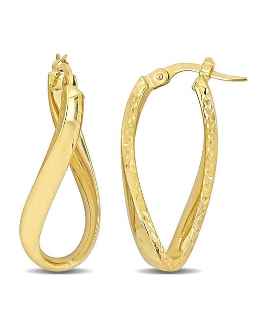 Amour Metallic 28Mm Oval Twist Texture And Hoop Earrings