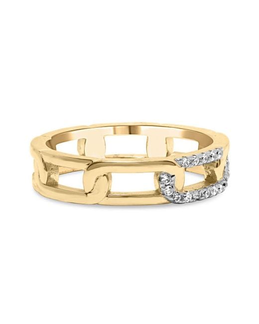 Haus of Brilliance Metallic 10K Diamond Accent Paperclip Band Ring (I-J Color, I2-I3 Clarity)