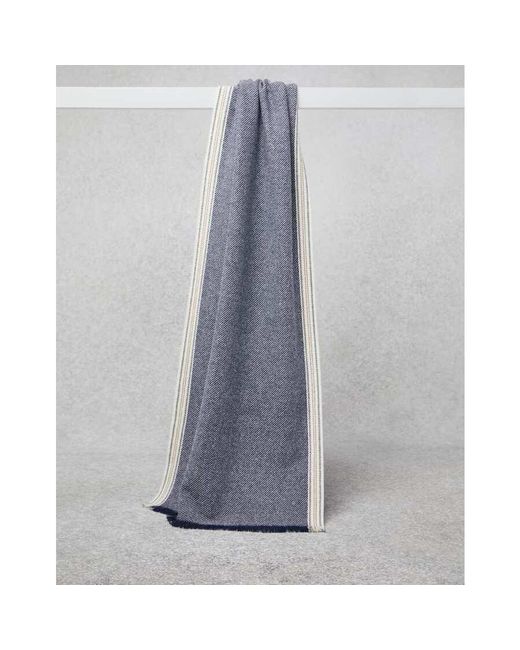 Brunello Cucinelli Blue Wool Striped Scarf for men