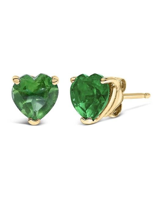 Haus of Brilliance Green 14K 5Mm Heart Cut Emerald Solitaire Stud Earrings