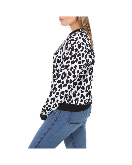 Moschino Blue Underwear Leopard Print Cotton Sweatshirt
