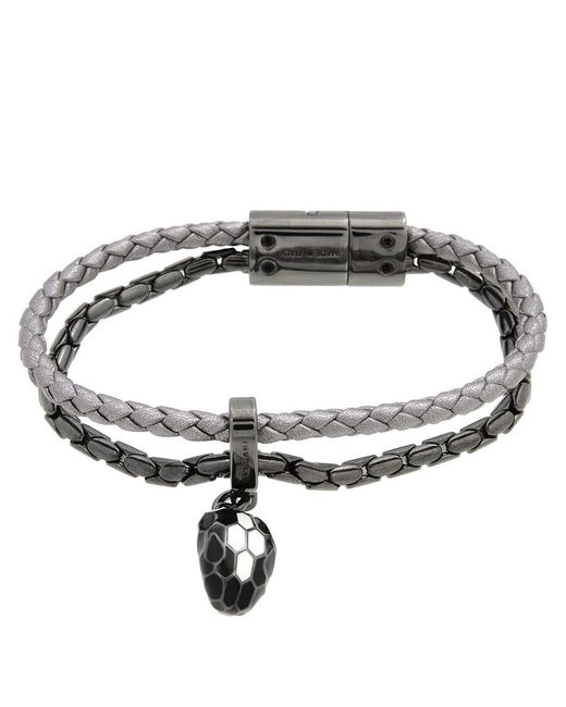 BVLGARI Metallic Serpenti Forever Leather Bracelet