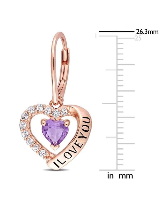 Amour White C1 1/2 Ct Tgw Amethyst And Topaz Heart 'I Love You' Leverback Earrings for men