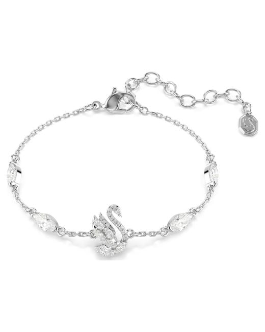 Swarovski Metallic Swan Bracelet, Mixed Cuts, Swan, Rhodium Plated