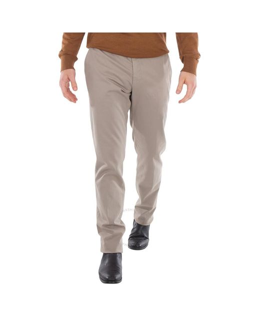 Zegna Gray Ermenegildo Tailored Cotton Chino Trousers for men