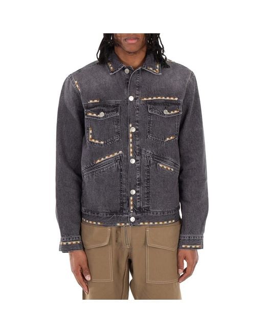 Isabel Marant Blue Faded Jango Embroidered Denim Jacket for men