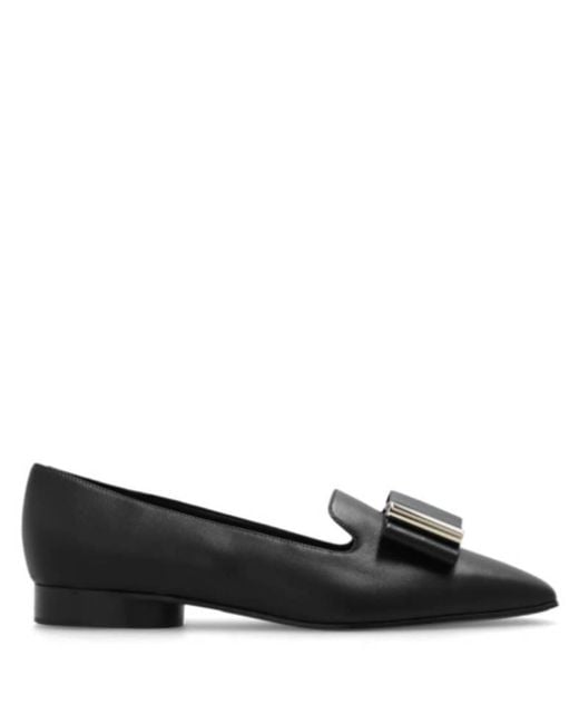 Ferragamo Black Ferragamo Leather Loafers, Size 6 C