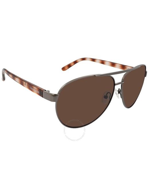 Calvin Klein Brown Pilot Sunglasses