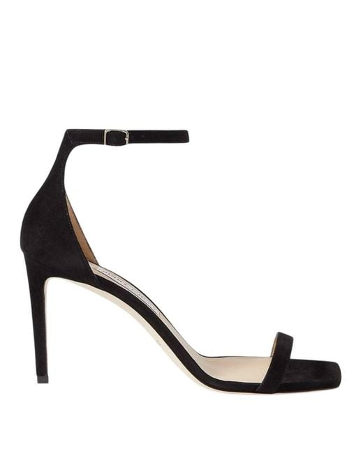 Jimmy Choo Black Alva 85 Suede Sandals, Brand Size 34.5 Us