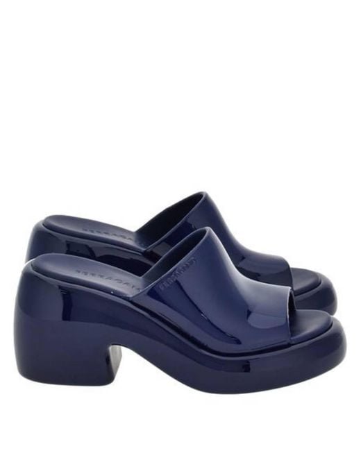 Ferragamo Blue Deva Chunky Rubber Slides