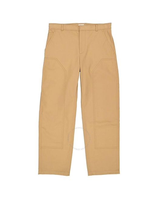 Burberry Natural Cotton Twill Tailored Trousers for men