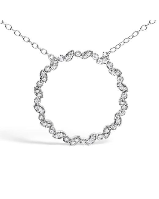 Haus of Brilliance Metallic 925 Sterling 1/7 Cttw Lab Grown Diamond Beaded Love Circle Pendant Necklace