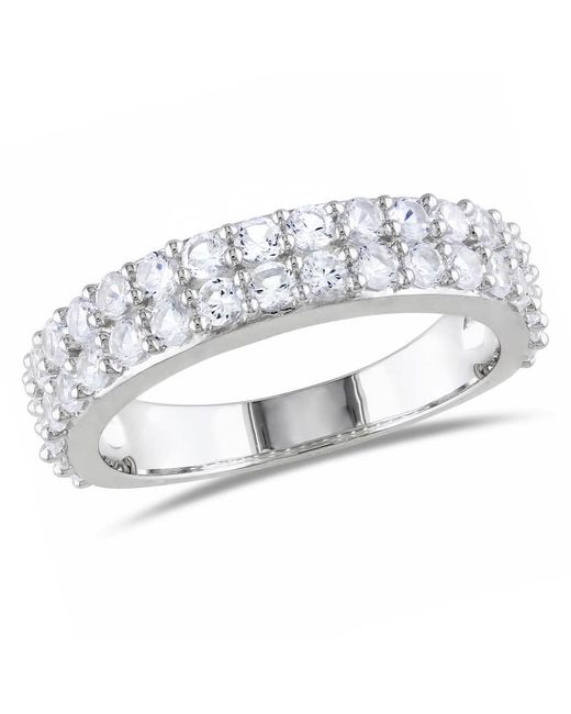 Amour Metallic Created Sapphire Double Row Ring