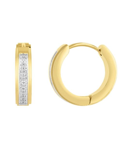 Robert Alton Metallic 1/6Ctw Diamond Stainless Steel With Finish Huggie Earrings for men