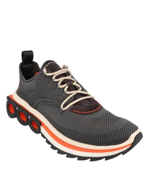 Ferragamo Blue Nima Knit Gancini Low-Top Sneakers for men
