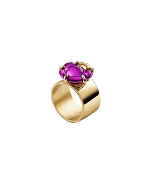 Baccarat Purple 'B Flower' Ring Amethyst Crystal Size 5 2803708