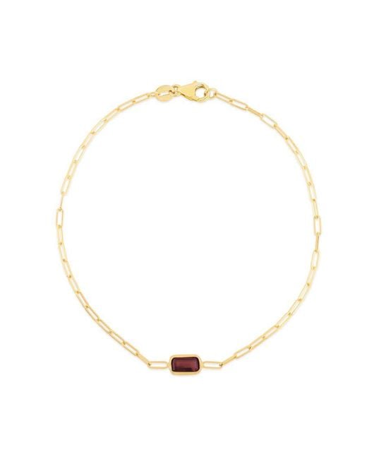 Tresorra Metallic 14K Garnet Paperclip Bracelet