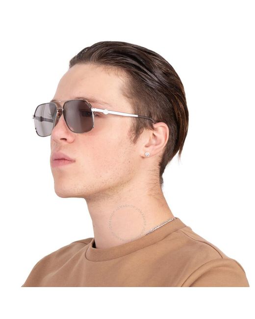 Moncler Metallic Icepol Silver Mirrored Navigator Sunglasses Ml0264 16c 61 for men