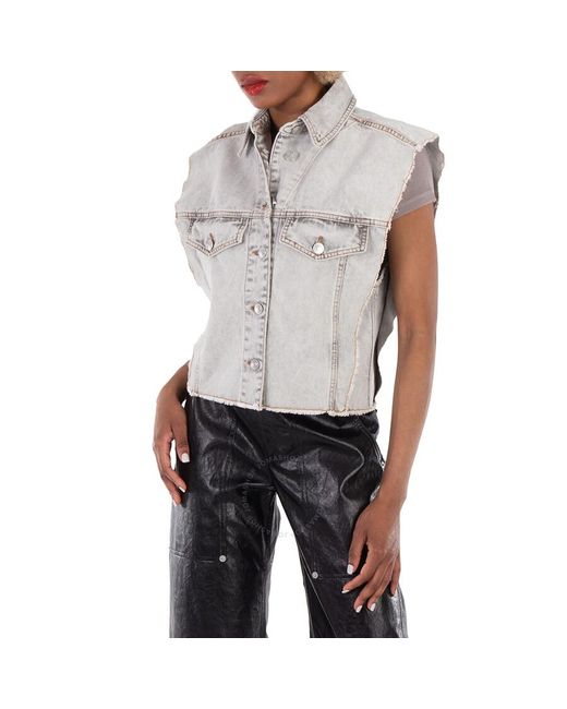 Isabel Marant Blue Tyra Raw-Cut Edge Denim Vest, Brand Size 36 (Us
