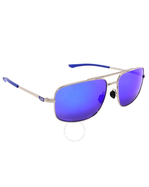 Under Armour Blue Rectangular Sunglasses Ua 0015/g/s 0010/z0 59