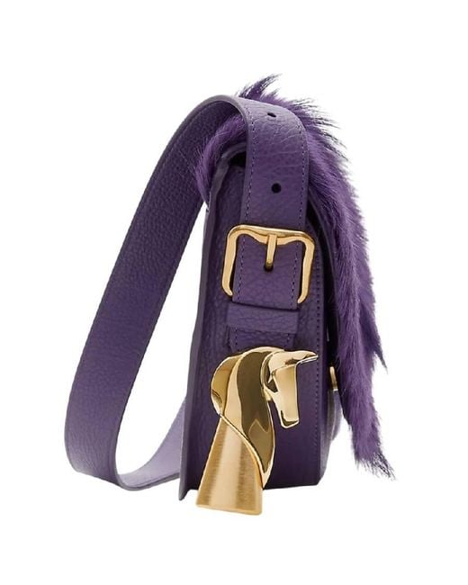Burberry Purple Small Calf Hair Chess Satchel Bag