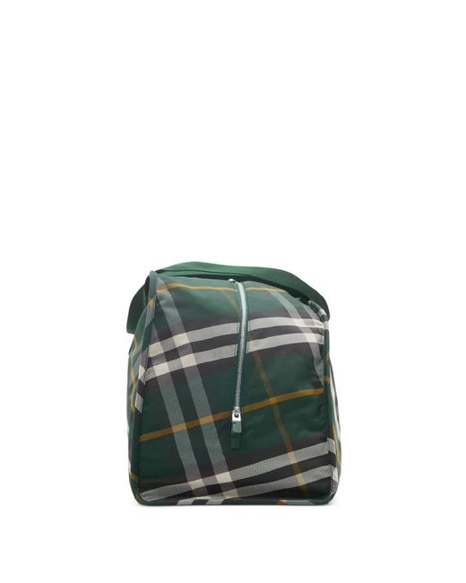 Burberry Green Check Pattern Large Shield Duffle Bag for men